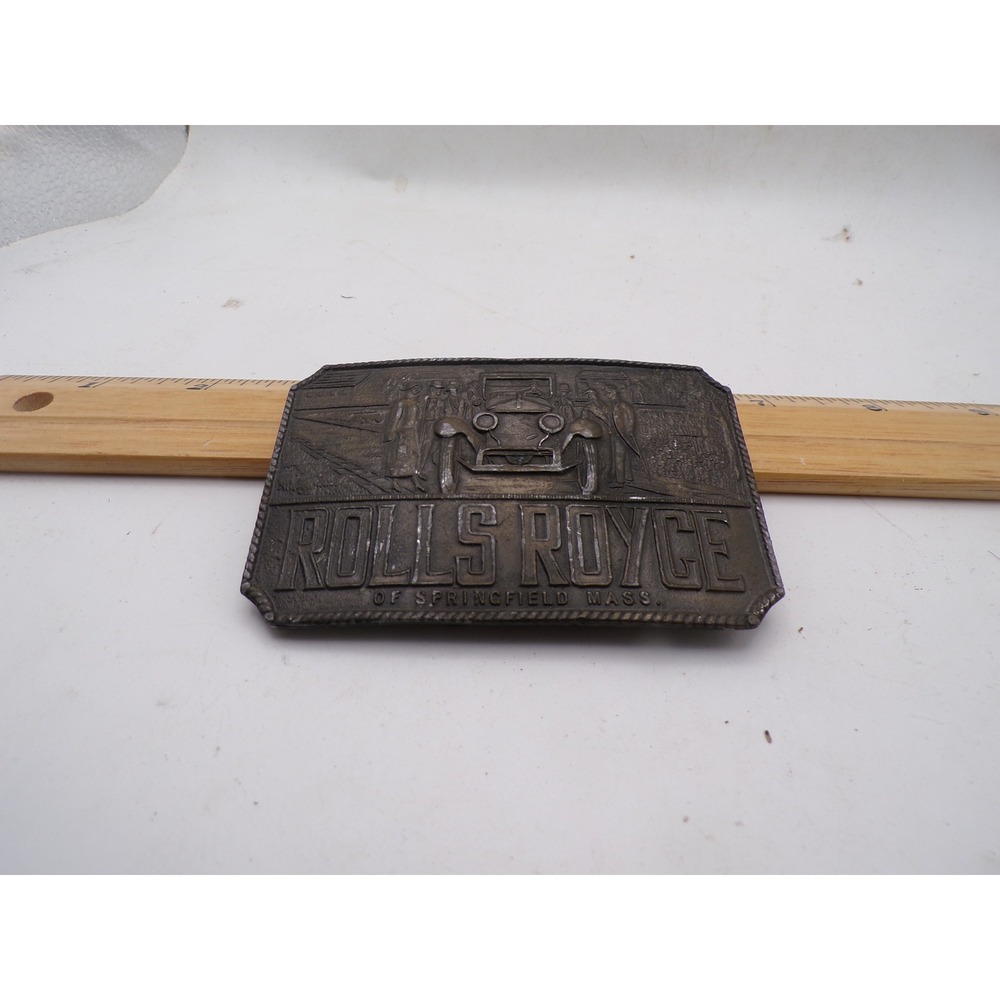 Vintage Rolls Royce of Springfield Mass Belt Buckle Brass Tone Classic Car